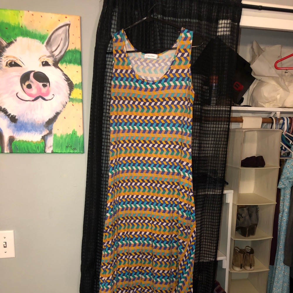 Calvin Klein chevron maxi dress